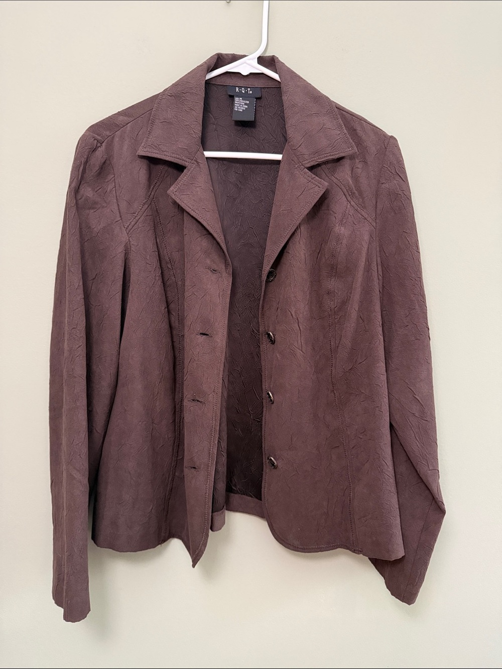 Women's Brown Textured Button Front Jacket